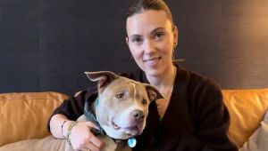 Scarlett Johansson Treats 12-Year-Old Rescue Pittie to a Spa Day and a Second Chance